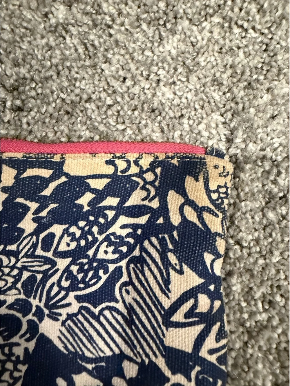 Lilly Pulitzer Blue and Beige Patterned Canvas Tassel Clutch